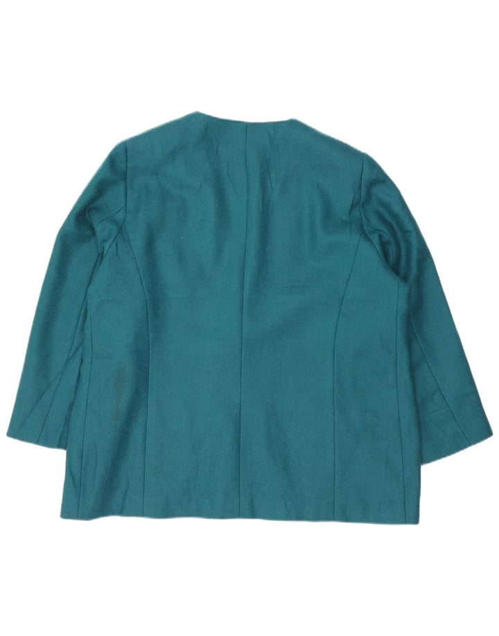Jaqueta blazer feminina Luisa Spagnoli com 1 botão Reino Unido 20 2XL lã azul