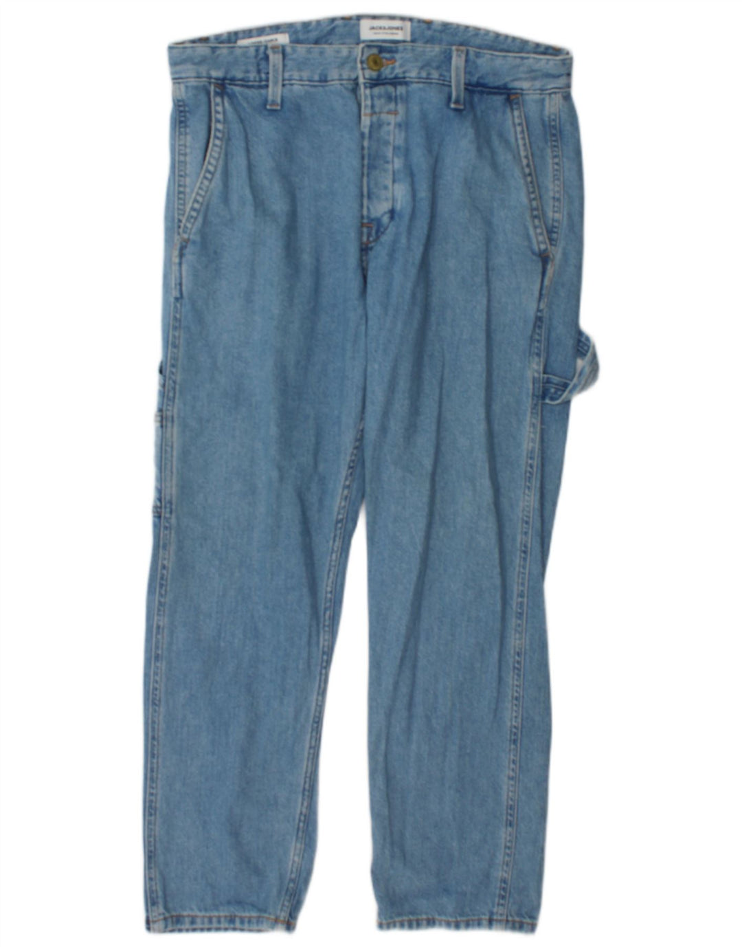 Calça jeans feminina cargo reta Jack & Jones W34 L30 algodão azul
