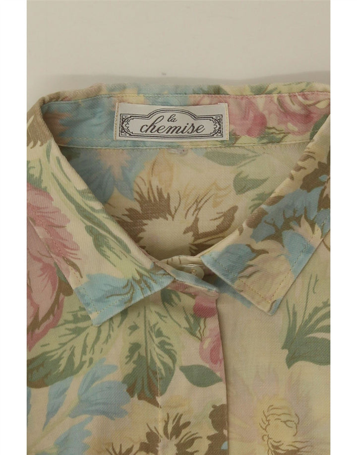 Camisa feminina VINTAGE UK 16 grande floral multicolorida