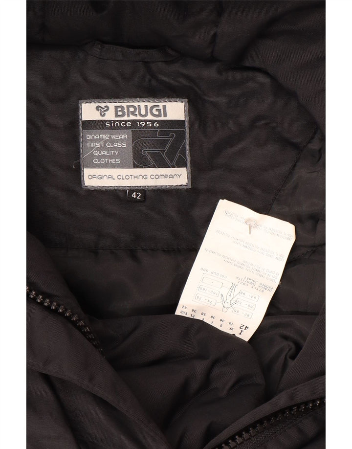 Jaqueta acolchoada com capuz grande feminina Brugi UK 10 poliéster preto pequeno