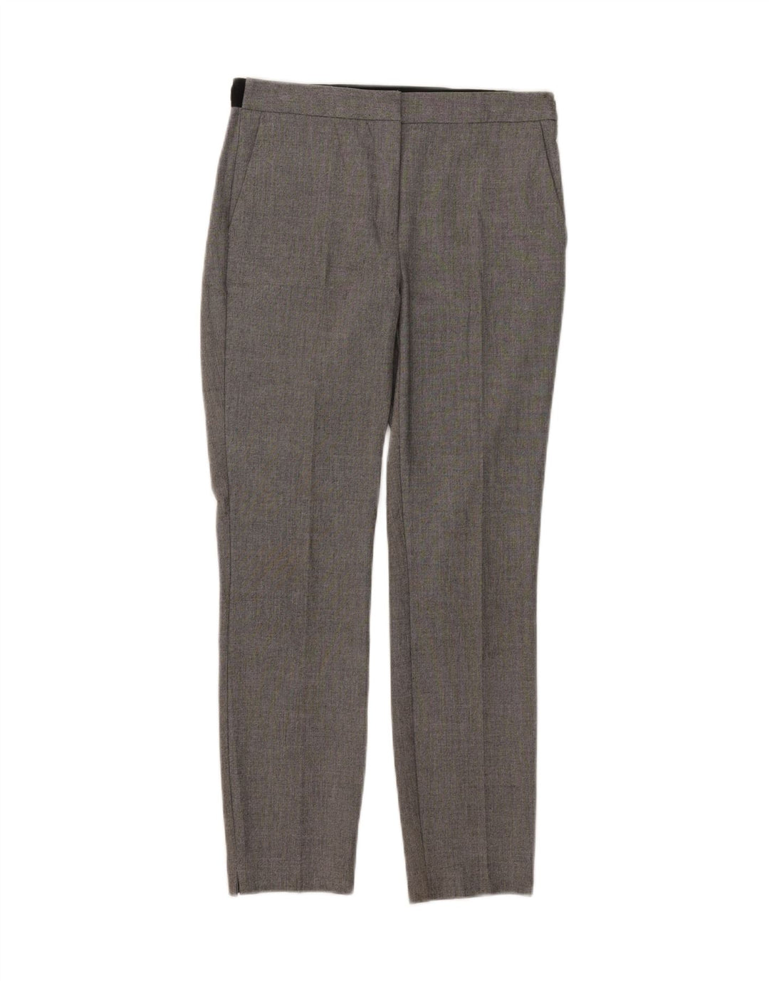 Calça feminina Zara Slim Suit pequena W26 L27 cinza poliéster