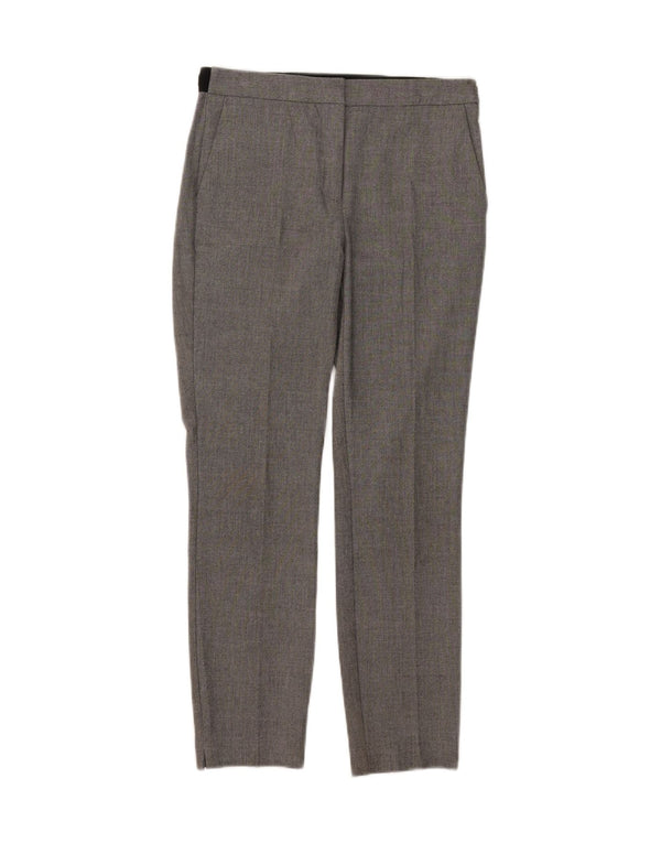Calça feminina Zara Slim Suit pequena W26 L27 cinza poliéster