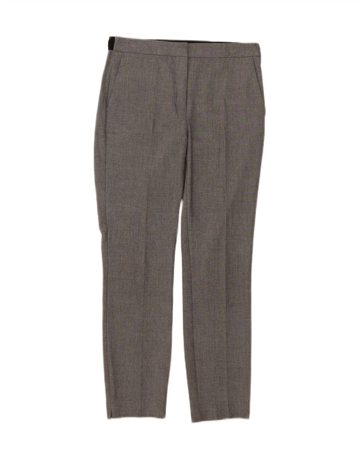 Calça feminina Zara Slim Suit pequena W26 L27 cinza poliéster