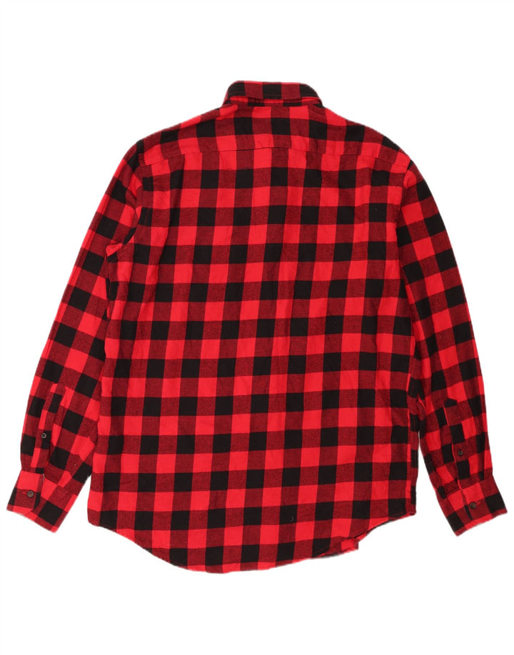 Camisa masculina de flanela Izod de algodão xadrez vermelho médio