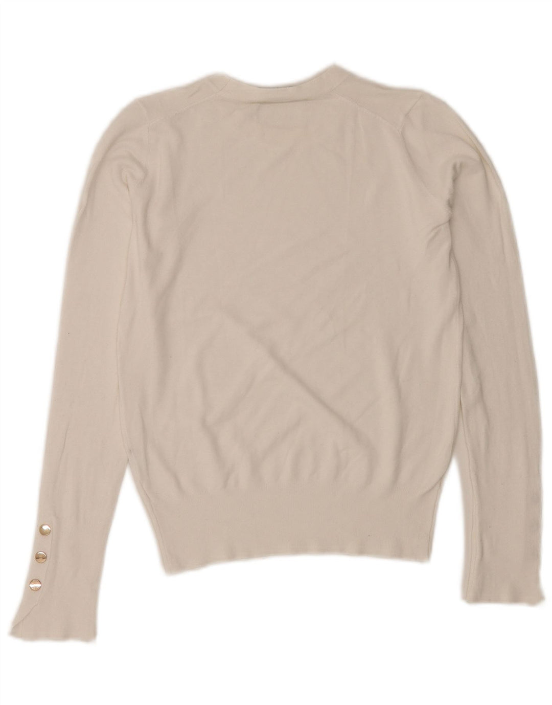 Zara Suéter feminino cropped com gola redonda Reino Unido 10 pequeno branco