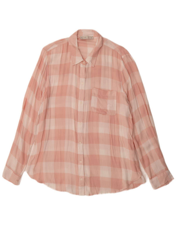 Camisa feminina de flanela Abercrombie & Fitch UK 18 XL rosa xadrez viscose