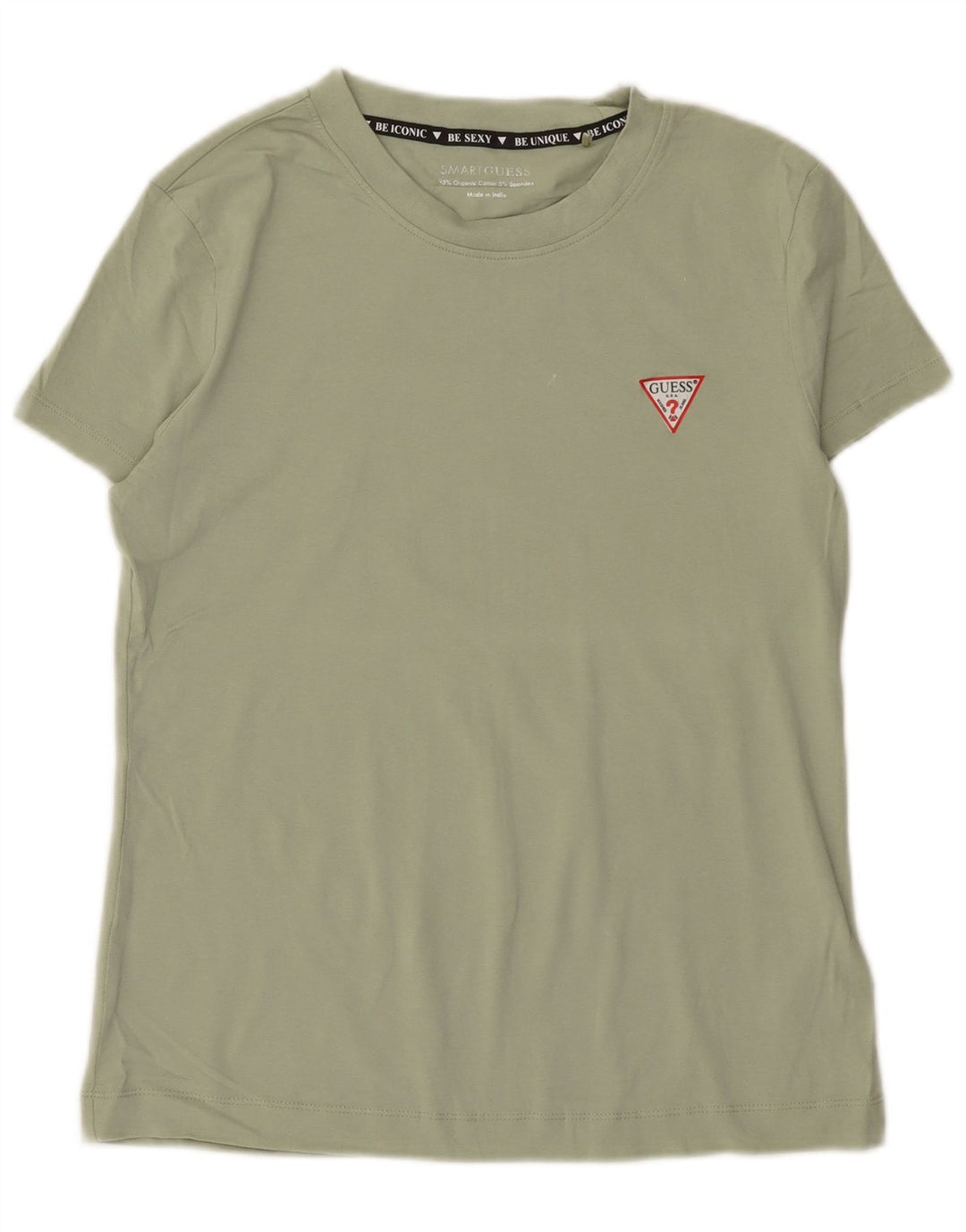 Camiseta feminina Guess UK 12 algodão verde médio