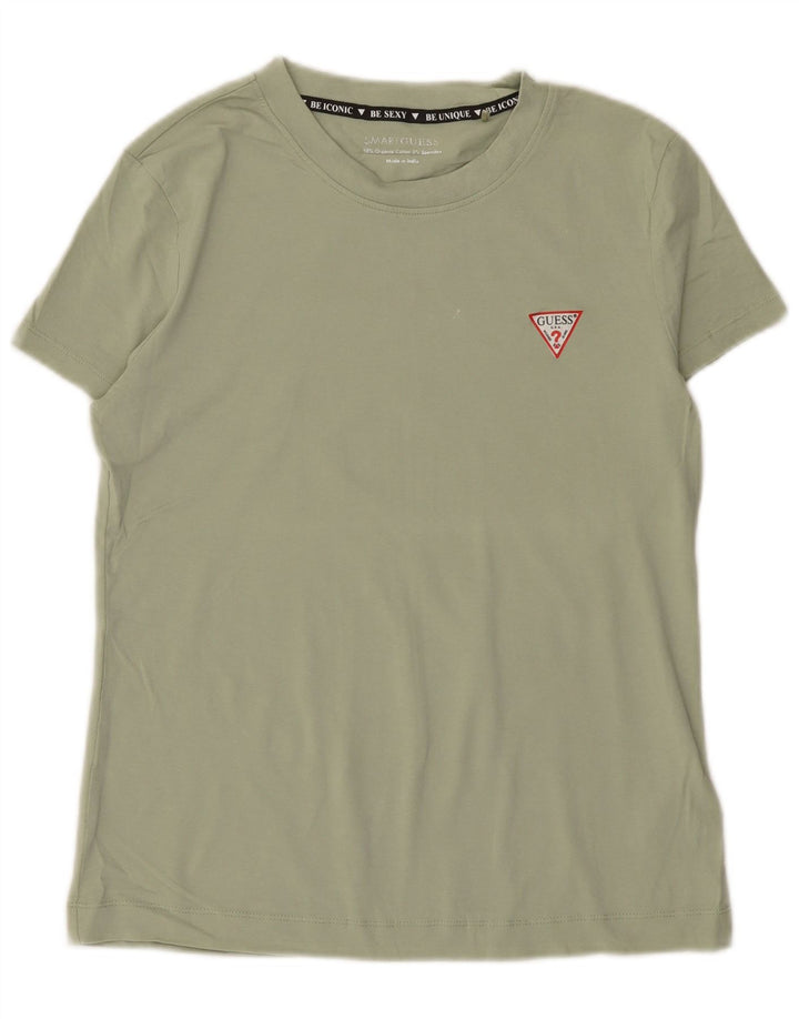 Camiseta feminina Guess UK 12 algodão verde médio