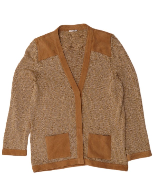 Suéter cardigã feminino Marella UK 18 XL algodão bege