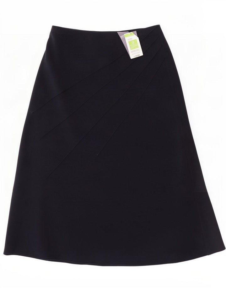 Saia midi feminina Marks & Spencer Reino Unido 12 médio W33 poliéster azul marinho