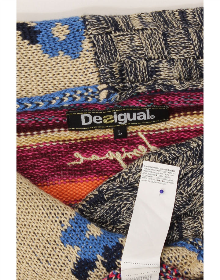 Suéter cardigã feminino Desigual Reino Unido 14 grandes retalhos multicoloridos