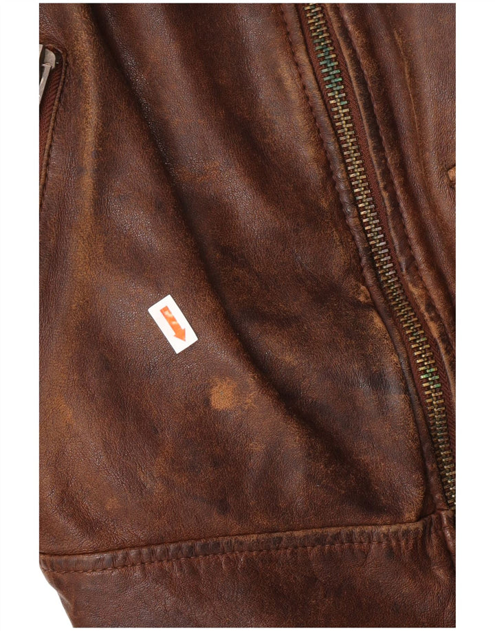 Jaqueta de couro masculina Be Edgy Reino Unido 38 couro marrom médio