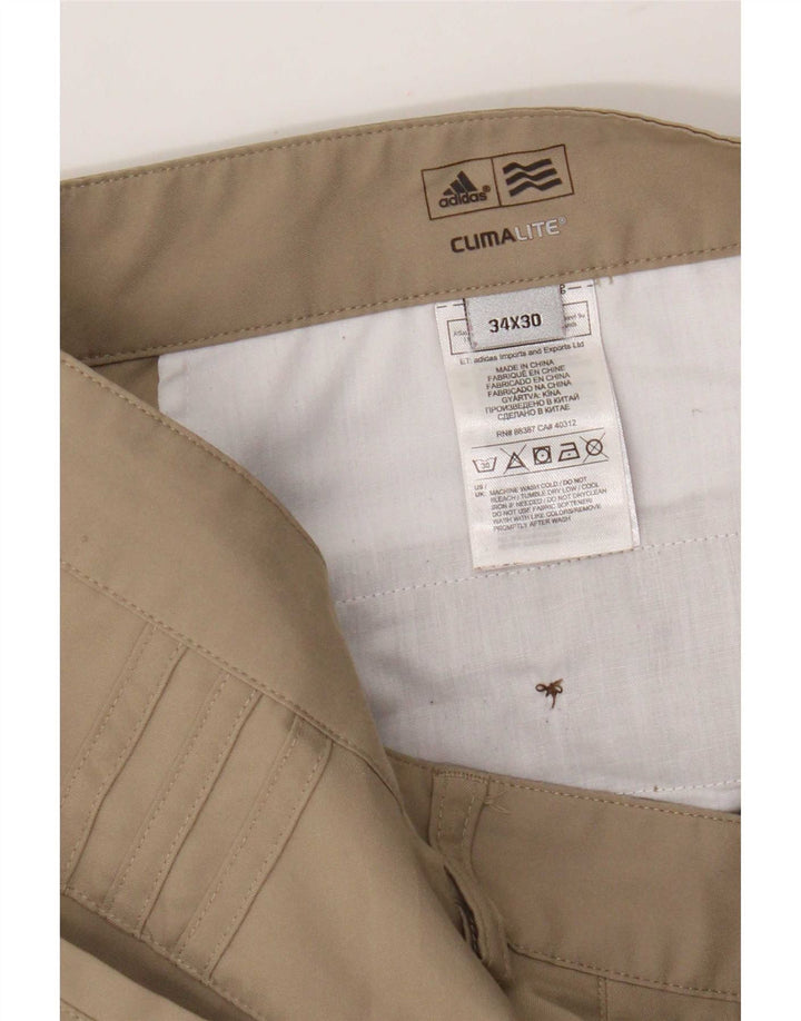 Adidas Mens Climalite Straight Chino Calças W34 L30 Poliéster Bege