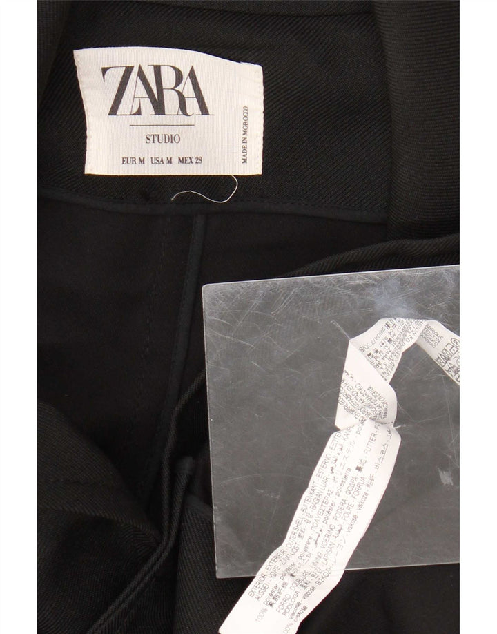Zara Jaqueta blazer feminina grande de 2 botões UK 14 Poliéster preto médio