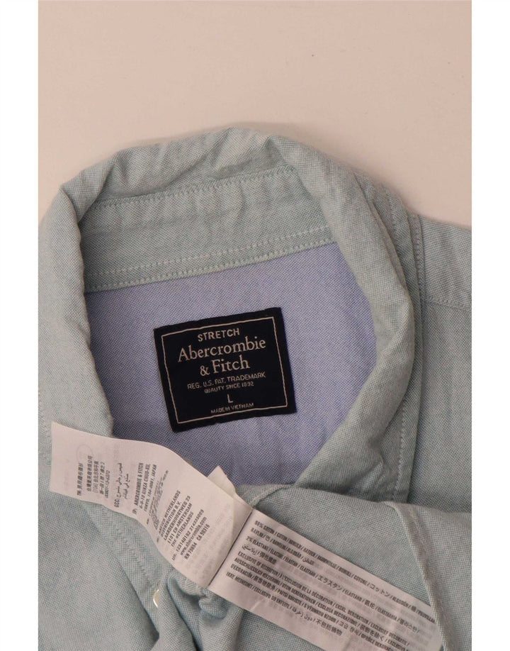 Camisa elástica masculina Abercrombie & Fitch grande algodão azul
