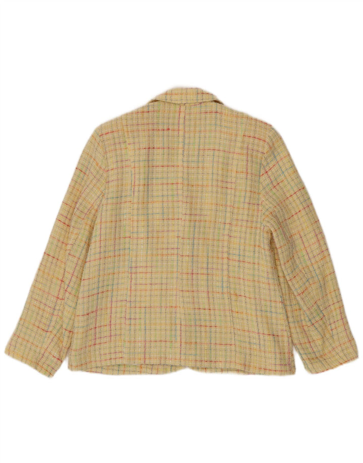 Jaqueta blazer feminina vintage com 3 botões IT 42 algodão xadrez amarelo médio
