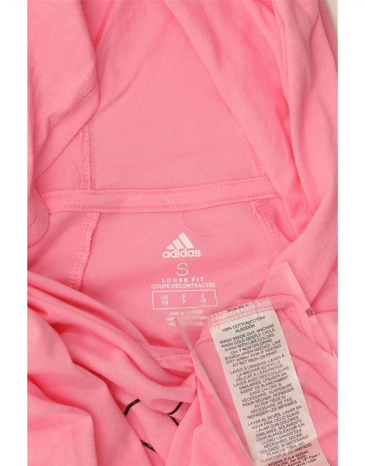 Adidas feminino gráfico solto ajuste moletom com capuz Reino Unido 10 pequeno algodão rosa