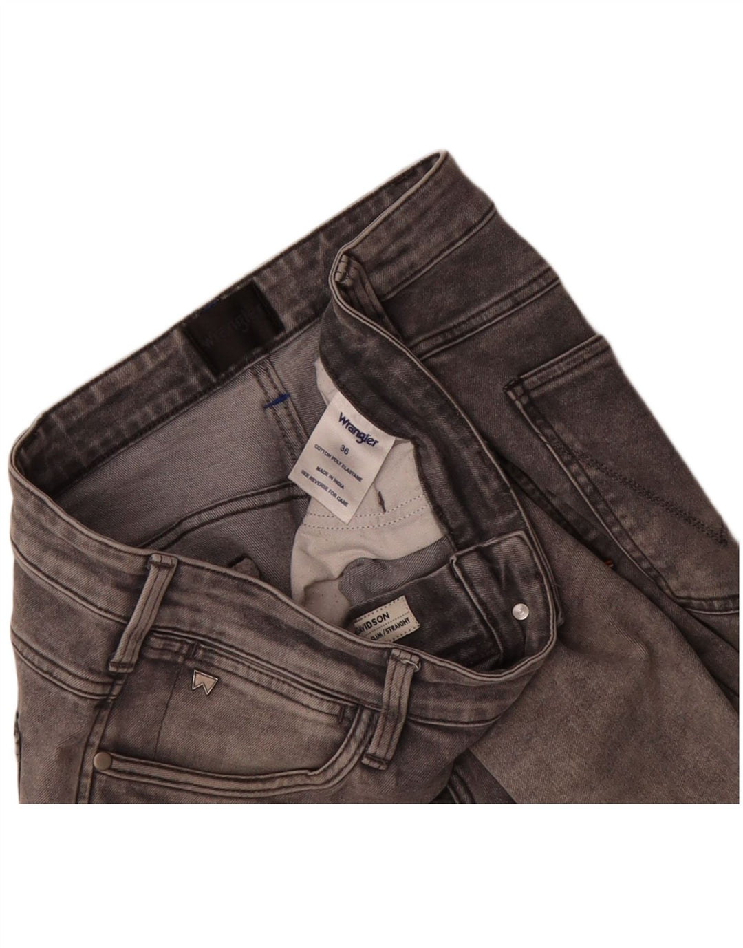 WRANGLER Masculino Davidson Slim Straight Jeans W36 L32 Algodão Cinza