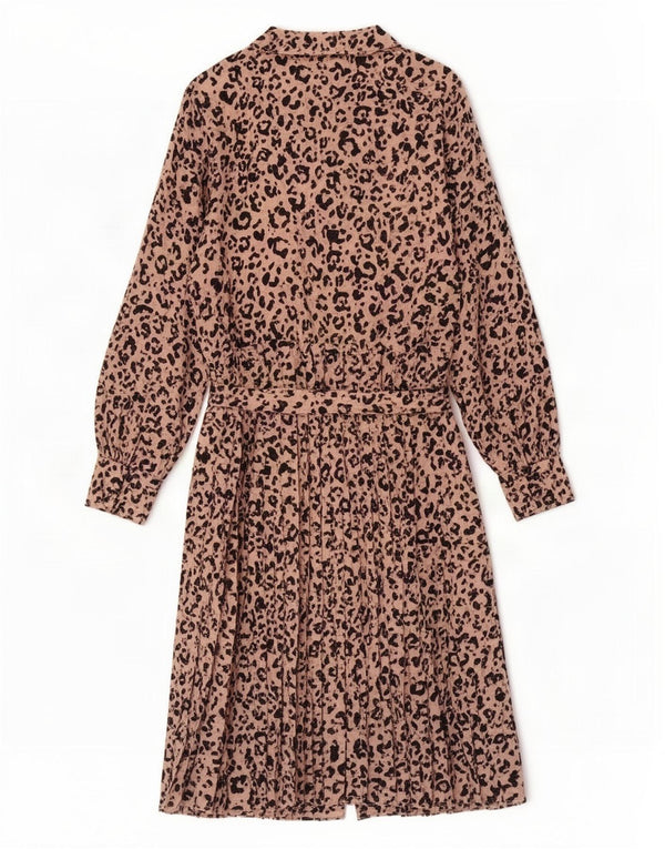 Vestido camisa feminino de manga comprida Marks & Spencer Reino Unido 20 2XL rosa estampa animal