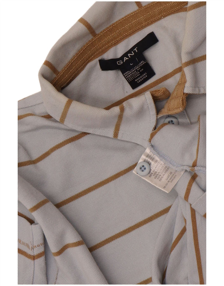 Camisa polo masculina Gant grande algodão listrado azul