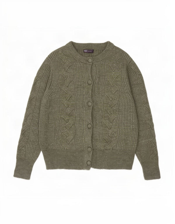 Suéter cardigã feminino Marks & Spencer Reino Unido 14 grande cáqui