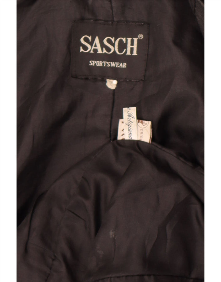 Jaqueta de couro feminina Sasch UK 14 grande couro preto
