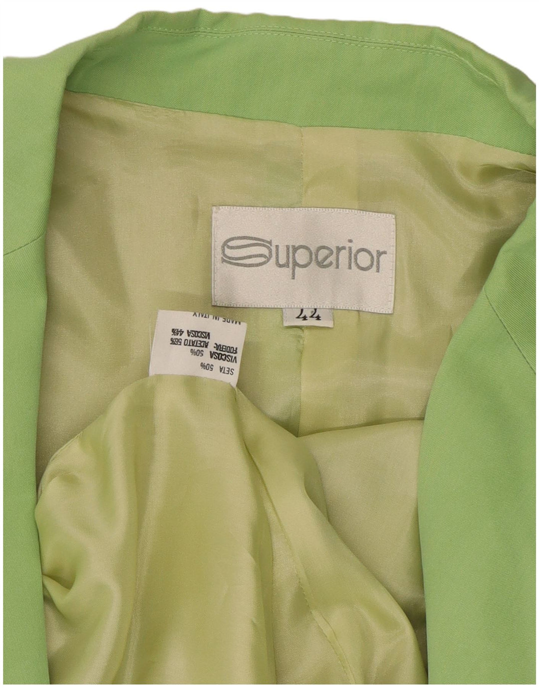 Jaqueta blazer feminina SUPERIOR com peito duplo IT 44 seda verde média