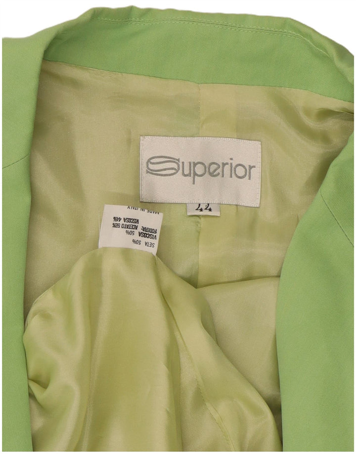 Jaqueta blazer feminina SUPERIOR com peito duplo IT 44 seda verde média