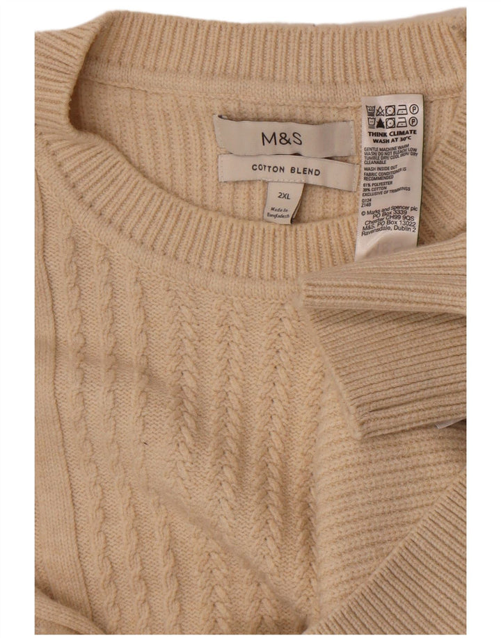 Suéter masculino Marks & Spencer com gola redonda 2XL poliéster bege