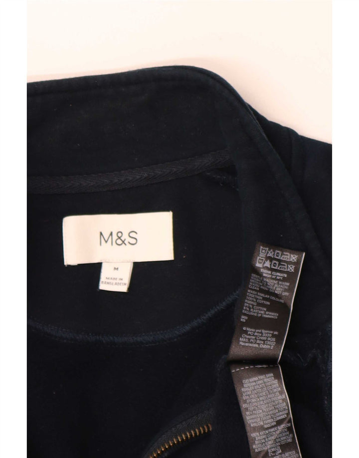 Suéter masculino Marks & Spencer com zíper 1/4 de ajuste regular, azul marinho médio
