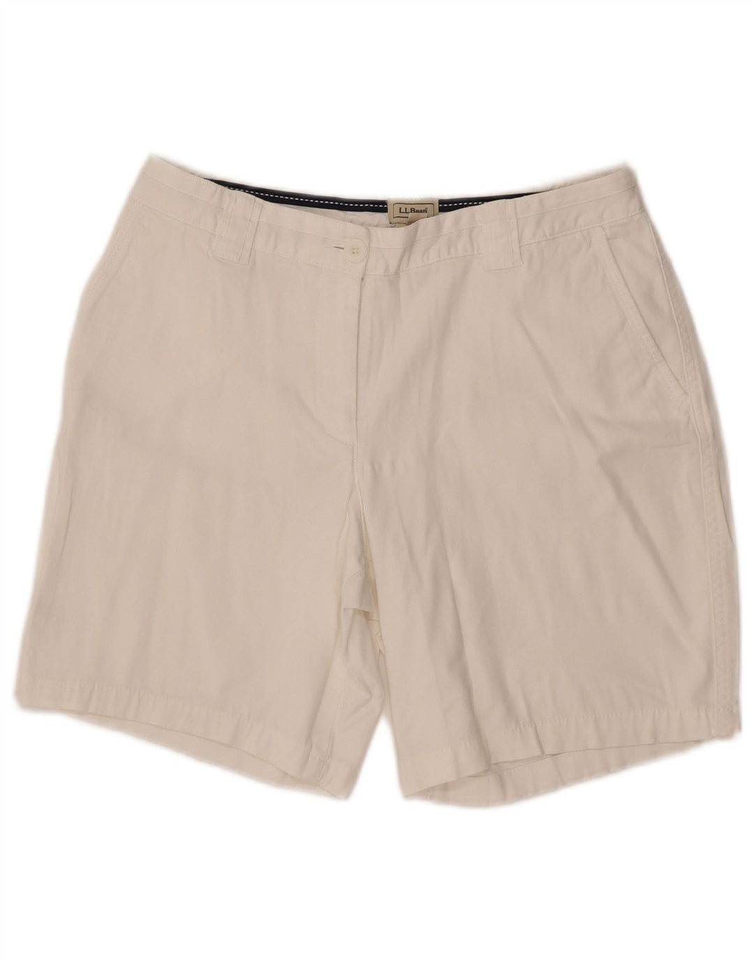 Shorts chino feminino L.L.BEAN cintura média US 10 grande W30 algodão branco