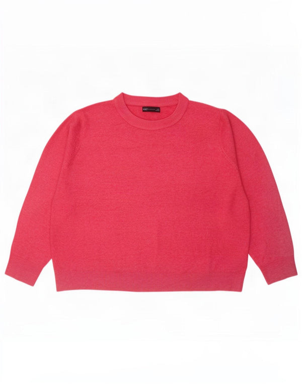 Suéter feminino Marks & Spencer com gola redonda grande e tamanho 18 XL rosa