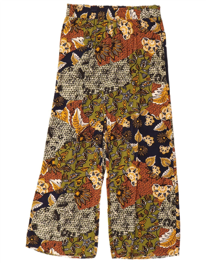 Calça feminina Esprit UK 12 média W30 L30 viscose floral multicolorida