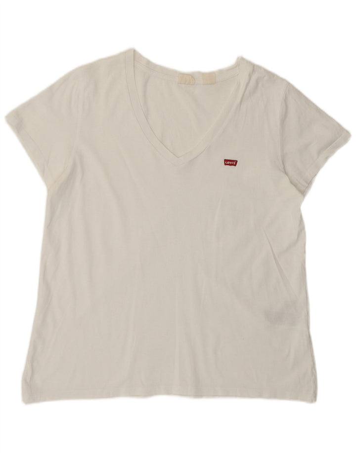 Camiseta feminina Levi's UK 14 grande algodão branco