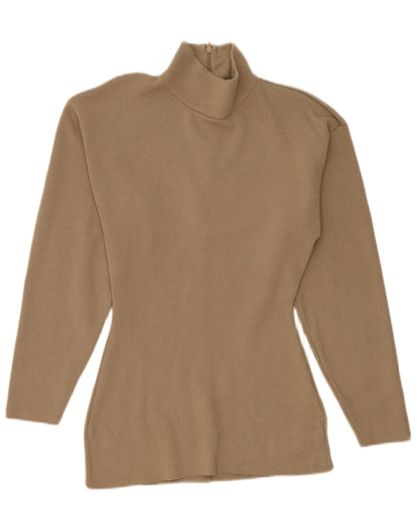 Suéter feminino Zara com gola tartaruga Reino Unido 10 viscose bege pequena
