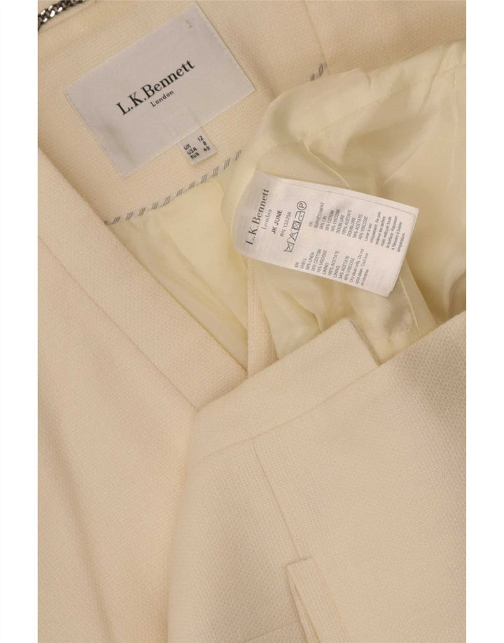 L.K. Jaqueta blazer feminina Bennett manga 3/4 Reino Unido 12 linho bege médio