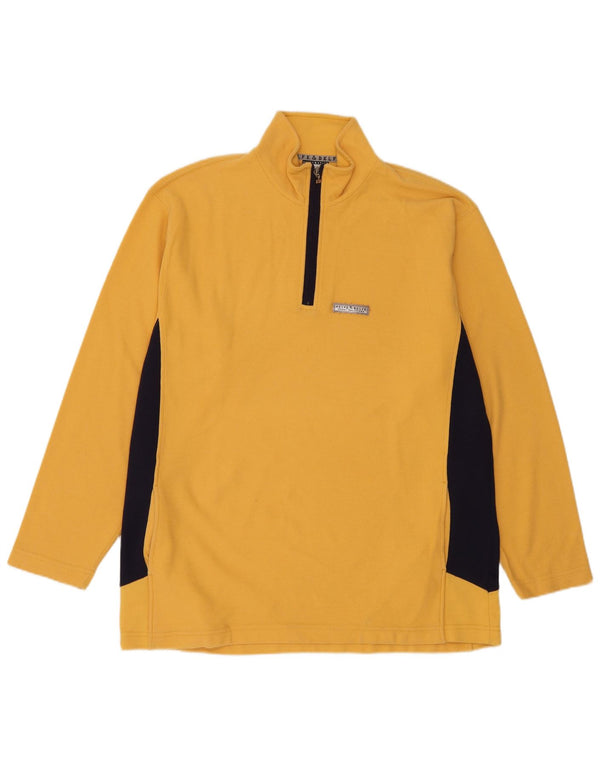 Belfe & Mens Zip Neck Pulôver Treino Top 2XL Amarelo Colorblock