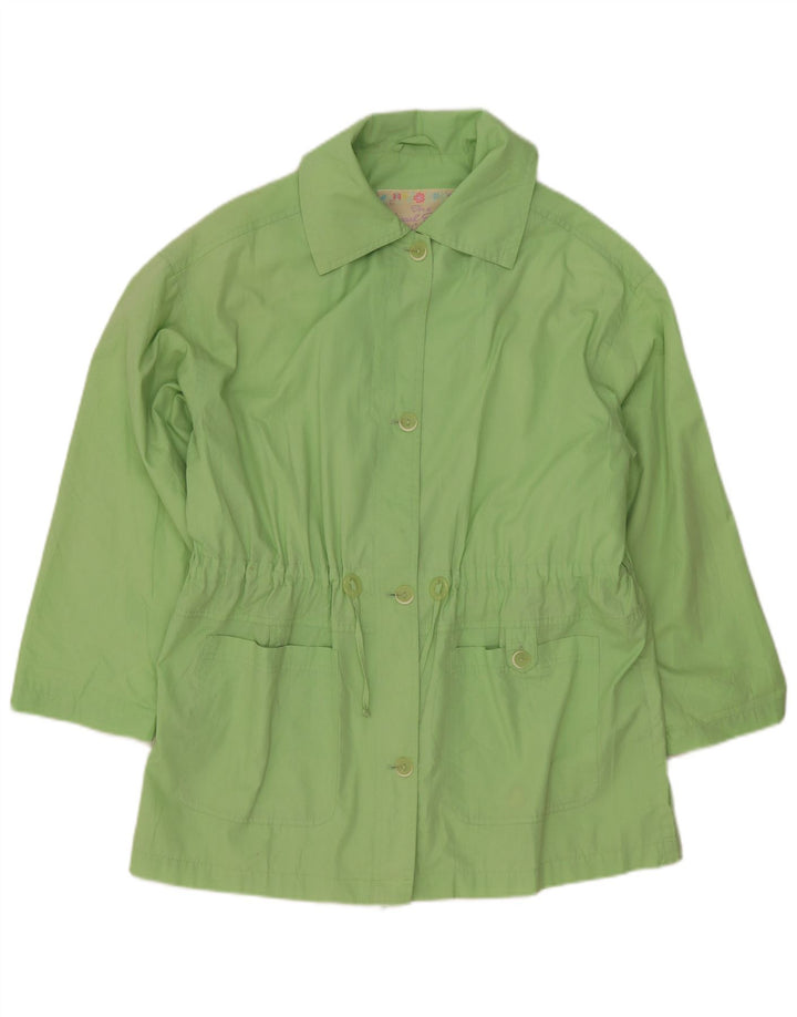 Jaqueta utilitária feminina vintage Reino Unido 16 grande poliéster verde
