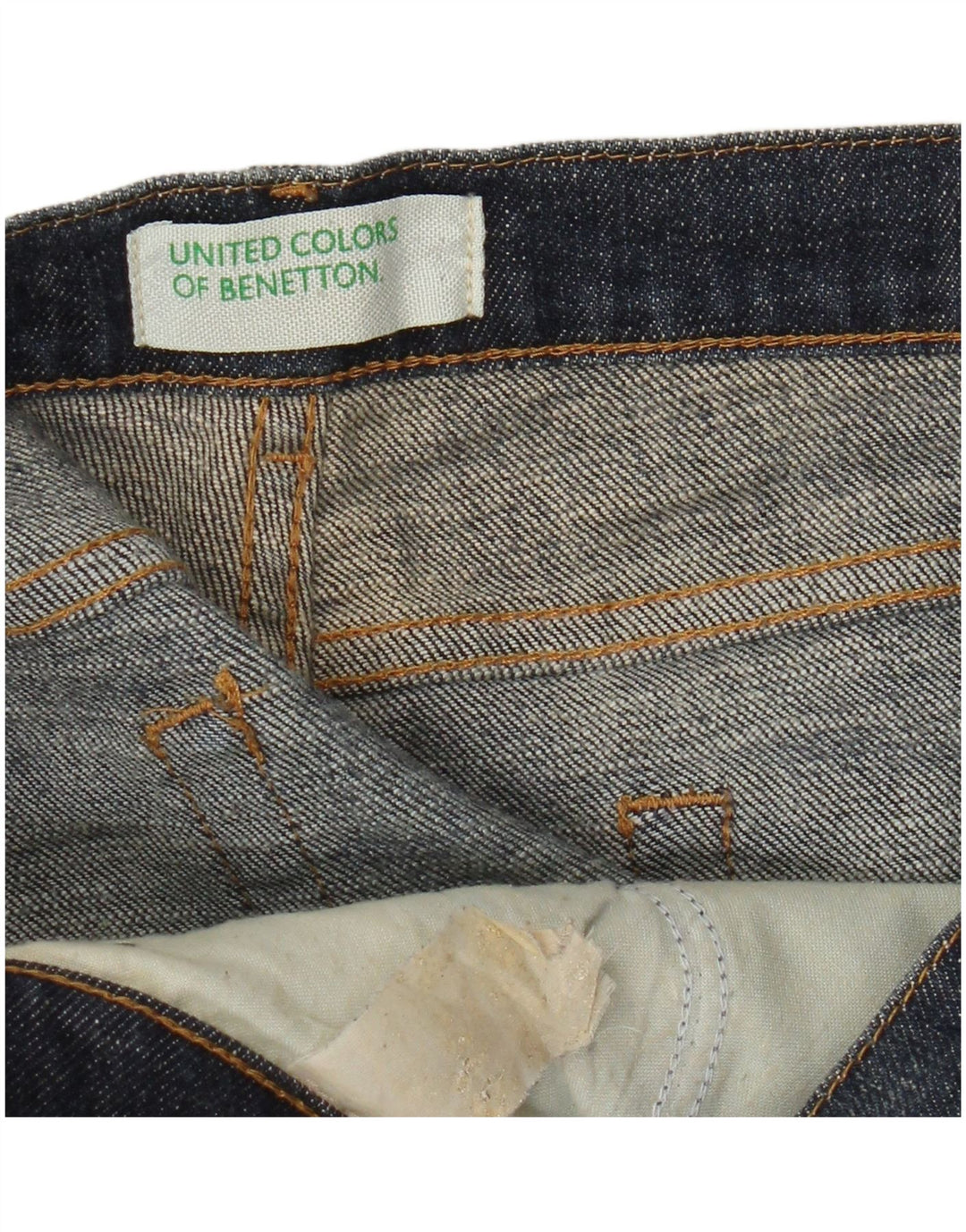 Jeans recortados femininos Benetton W32 L25 azul