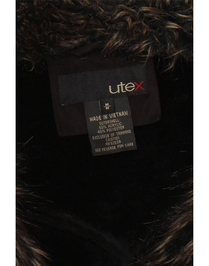 Jaqueta feminina Sherpa Utex UK 14 acrílico marrom médio