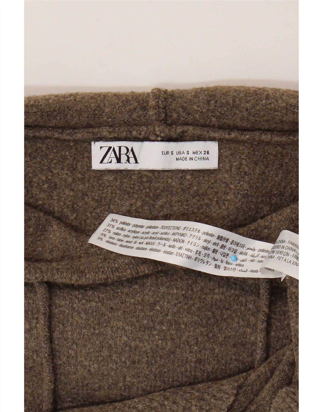 Zara Suéter feminino com capuz grande e grande, Reino Unido 10, pequeno, marrom, poliéster