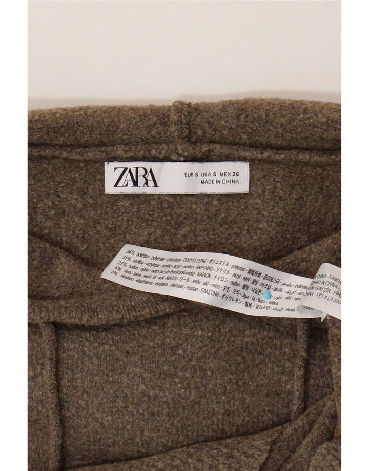 Zara Suéter feminino com capuz grande e grande, Reino Unido 10, pequeno, marrom, poliéster