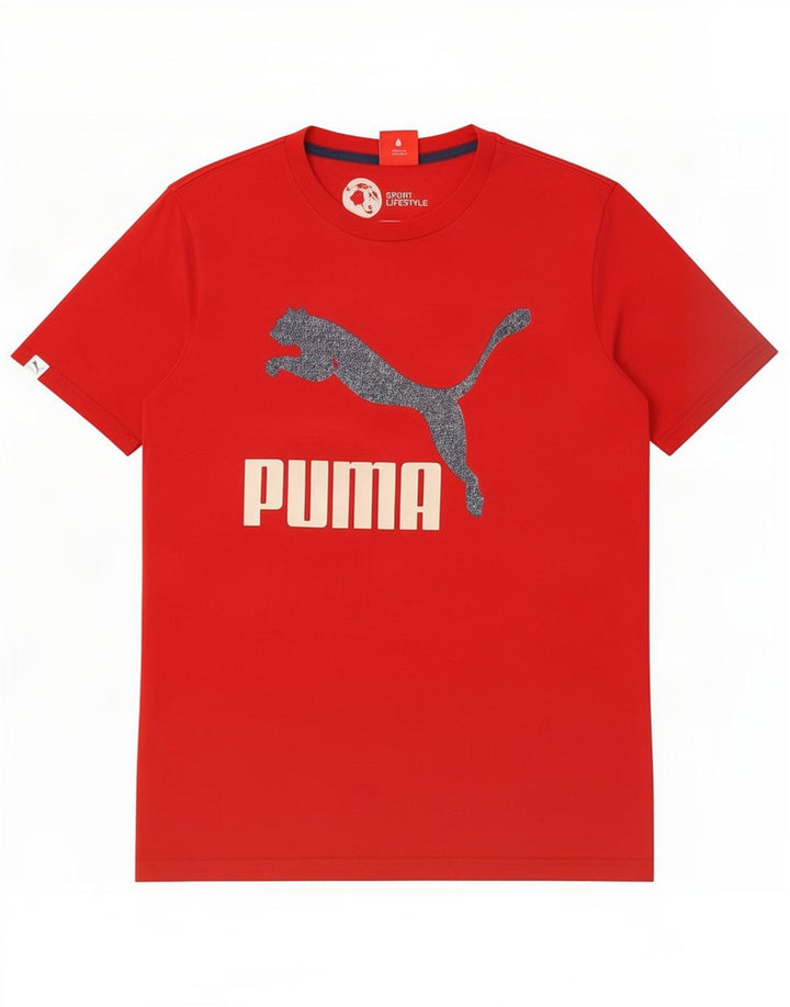 Puma Mens Graphic T-Shirt Top Médio Algodão Vermelho