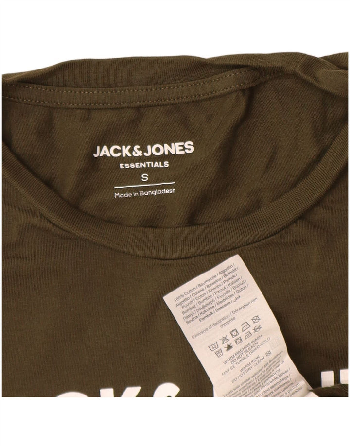 Camiseta gráfica masculina Jack & Jones Top pequeno de algodão cáqui
