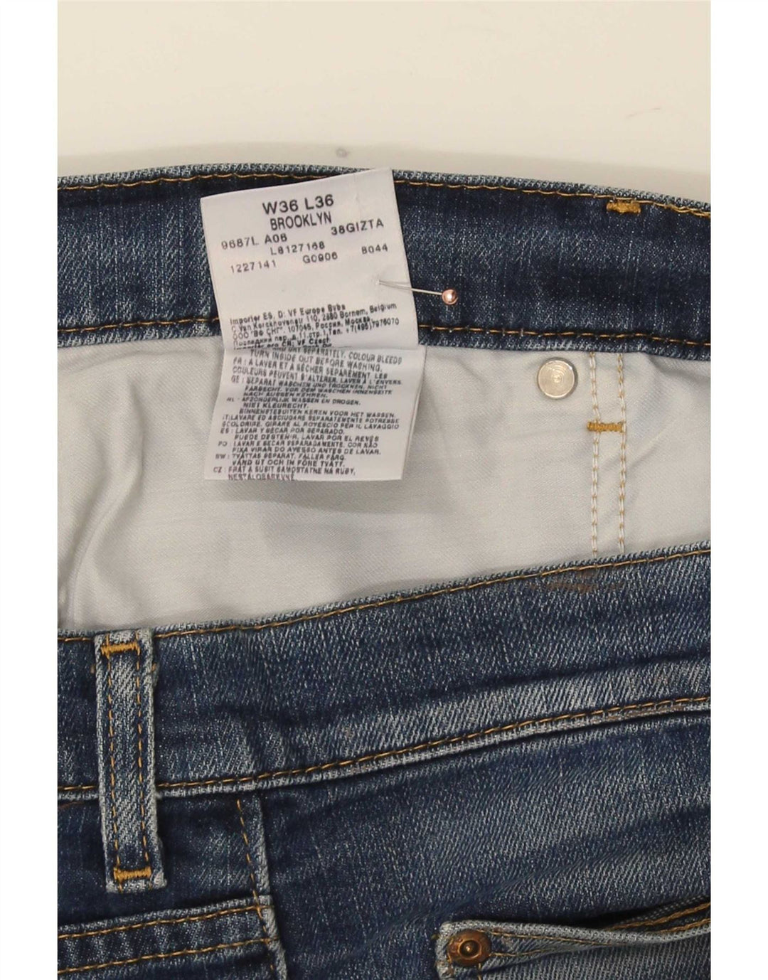 Lee Mens Brooklyn Straight Jeans W36 L28 Azul Algodão