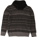 EDDIE BAUER Suéter masculino com gola xale e lã pequena cinza Fair Isle