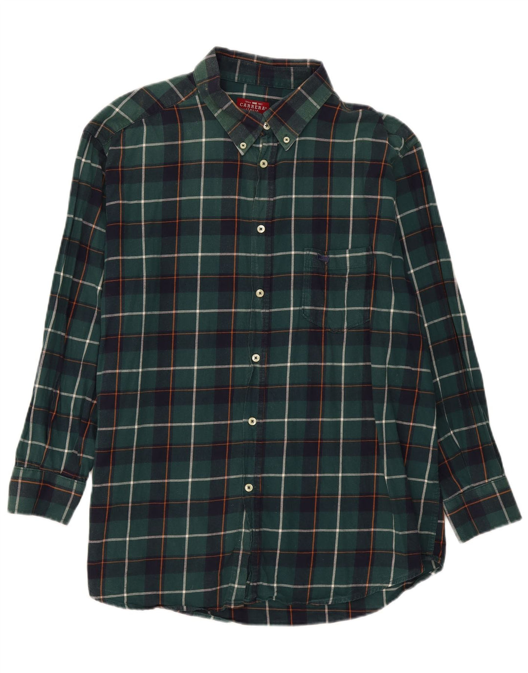 Camisa masculina de flanela Carrera Regular Fit 2XL algodão xadrez verde