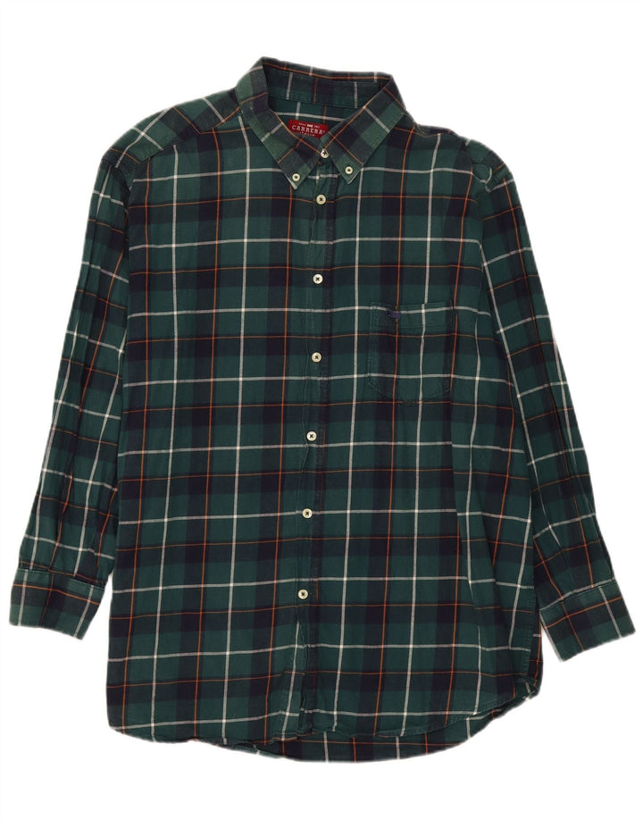 Camisa masculina de flanela Carrera Regular Fit 2XL algodão xadrez verde