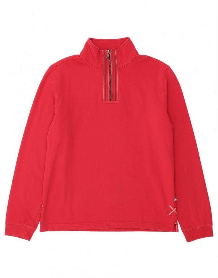 Moletom feminino com zíper e gola branca da White Stuff Reino Unido 12 algodão rosa médio