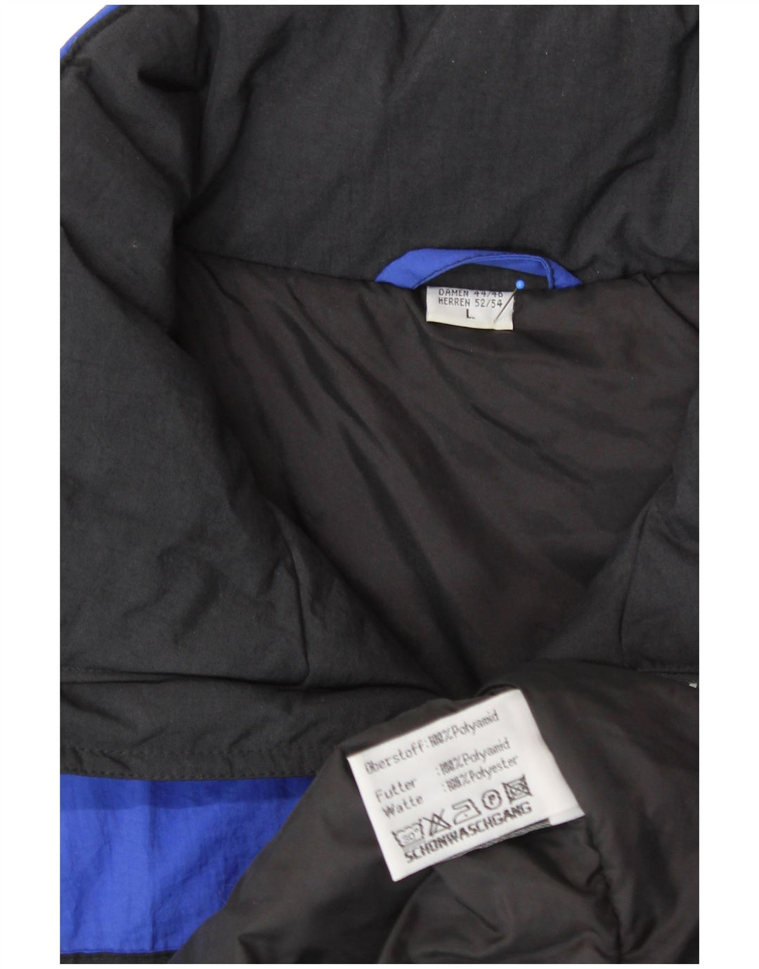 Jaqueta de esqui masculina VINTAGE com capuz UK 40 grande poliamida azul